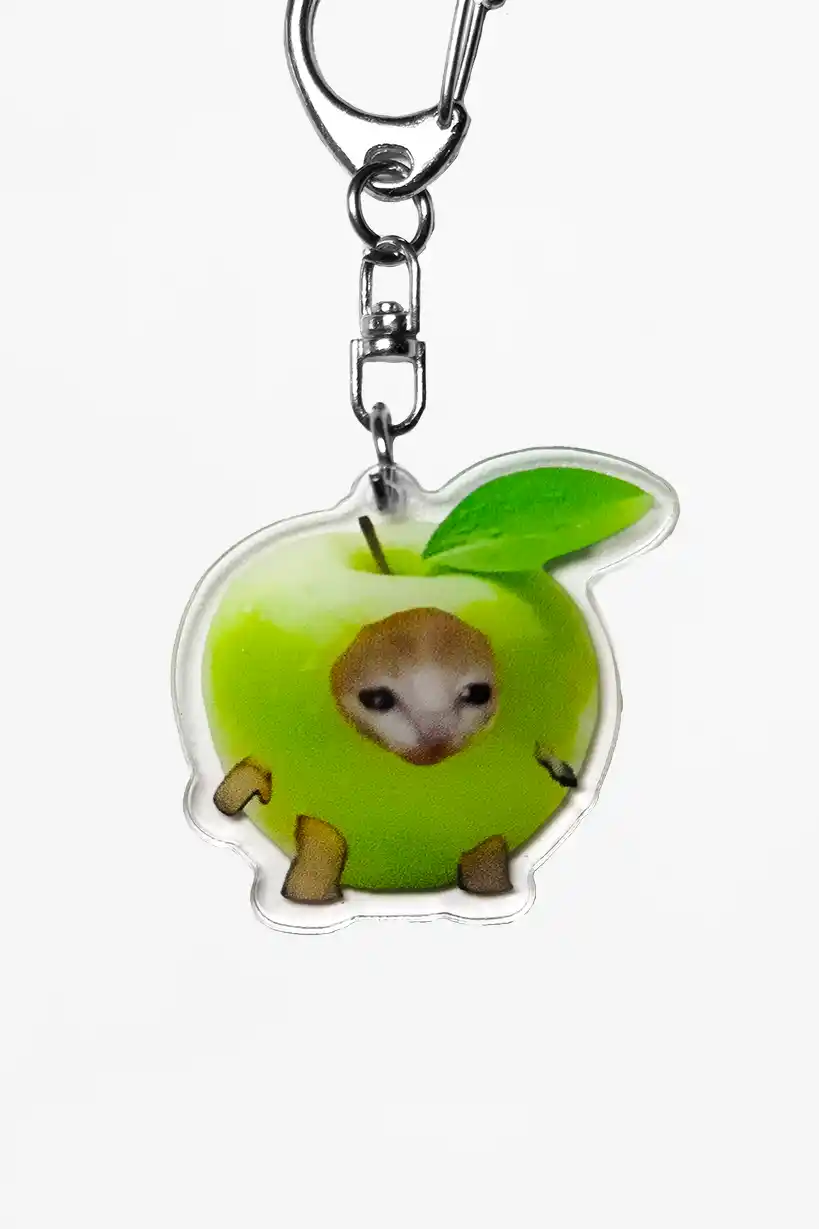 Apple and Watermelon Cat • Keychain Acrylic - Image 2