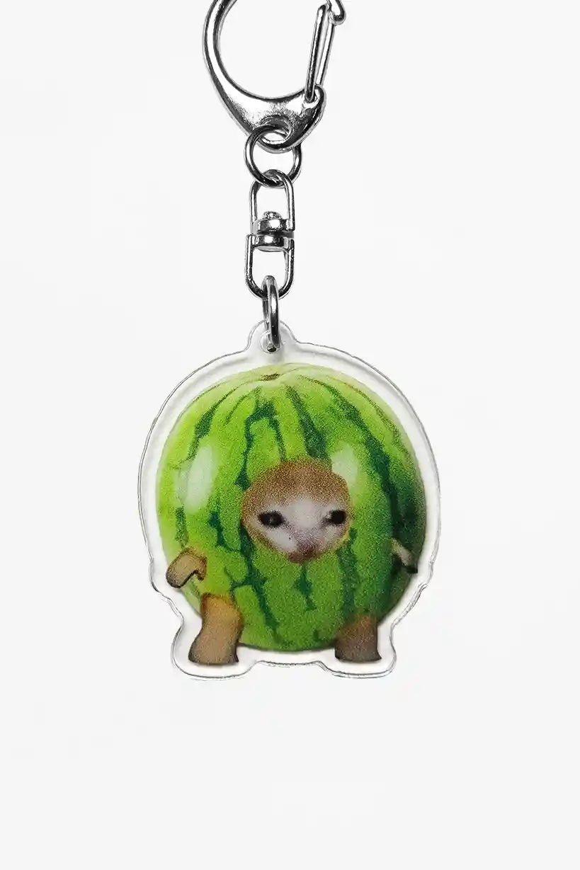 Apple and Watermelon Cat • Keychain Acrylic - Image 3