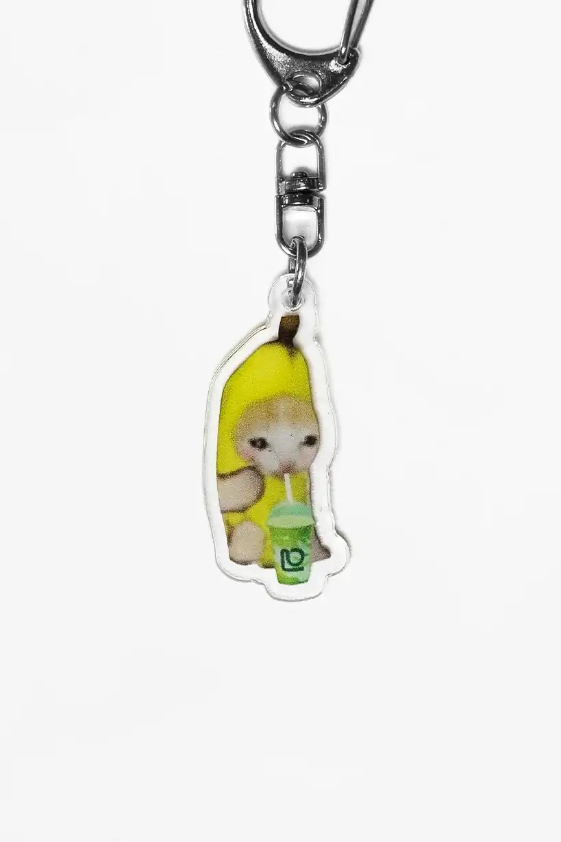Banana Cats Drinking Boba Tea • Keychain Acrylic - Image 4