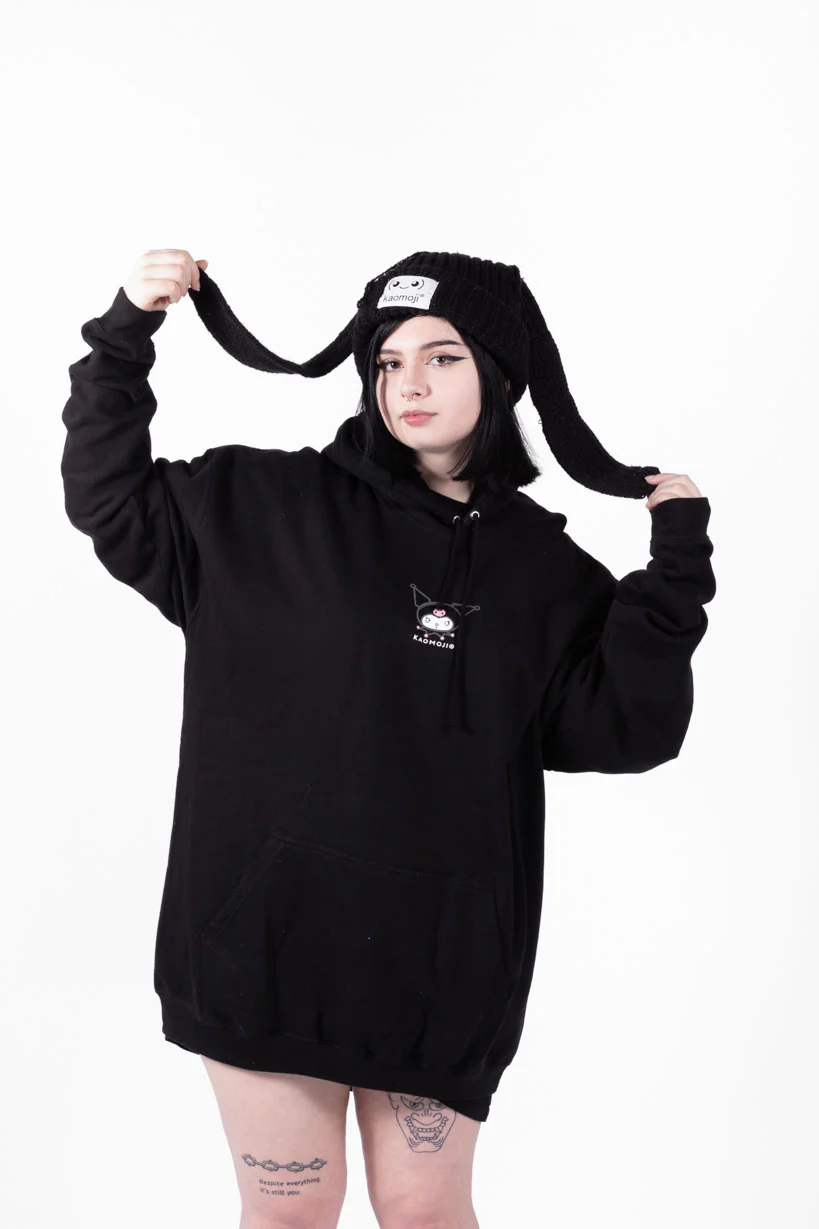 Bunny Knitted • Distressed Beanie Black
