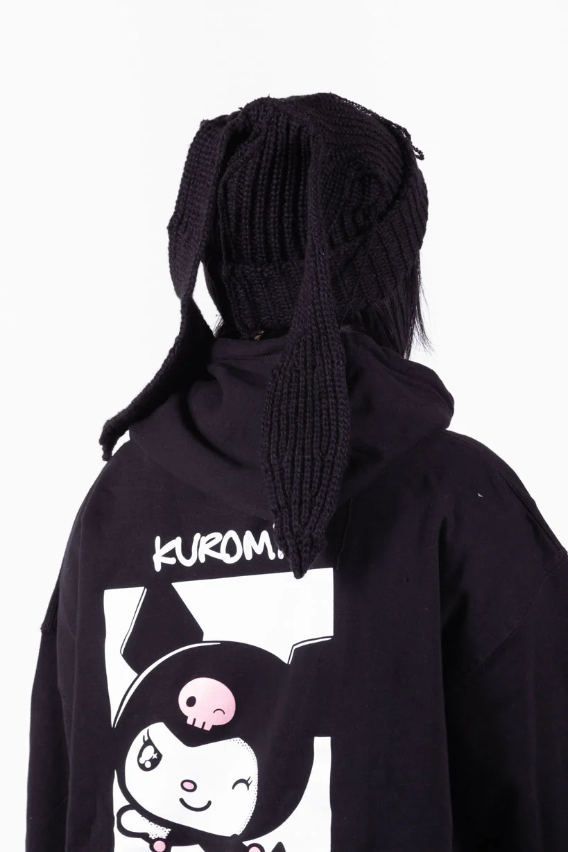 Bunny Knitted • Distressed Beanie Black - Image 4