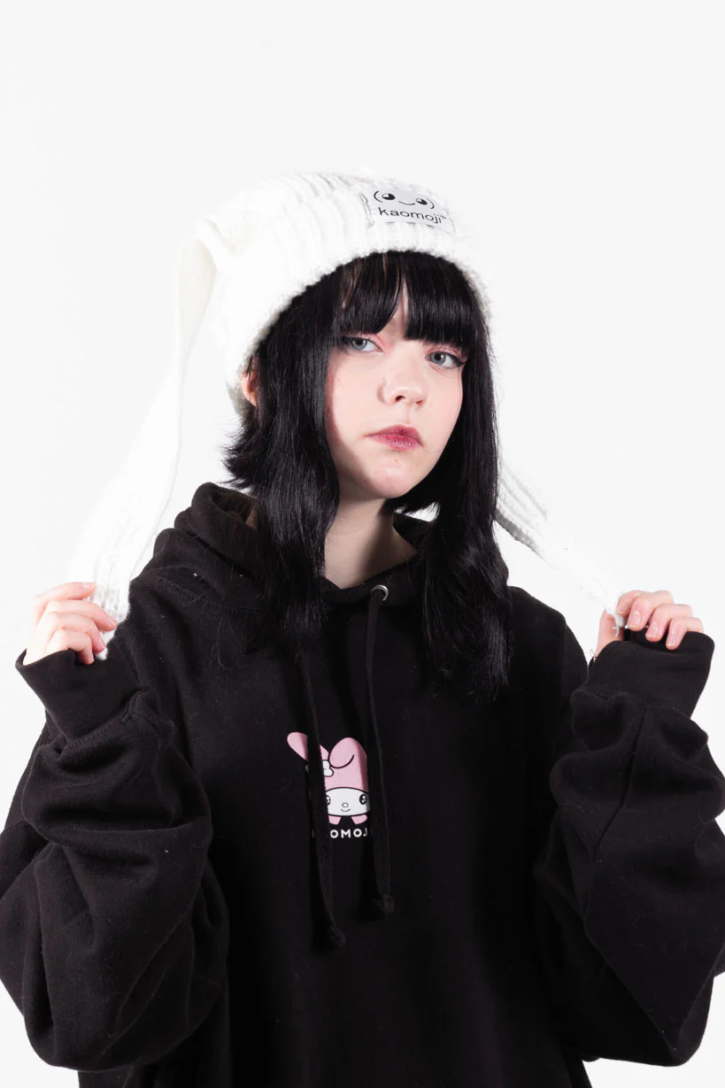Bunny Knitted • Distressed Beanie White - Image 4