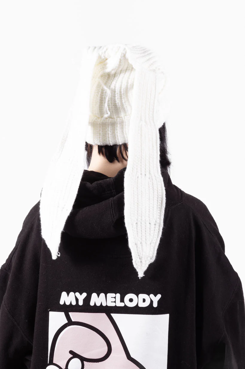 Bunny Knitted • Distressed Beanie White - Image 6