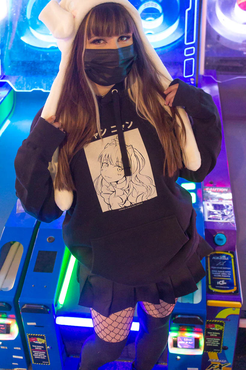 Cat Girl • Hoodie Black - Image 3