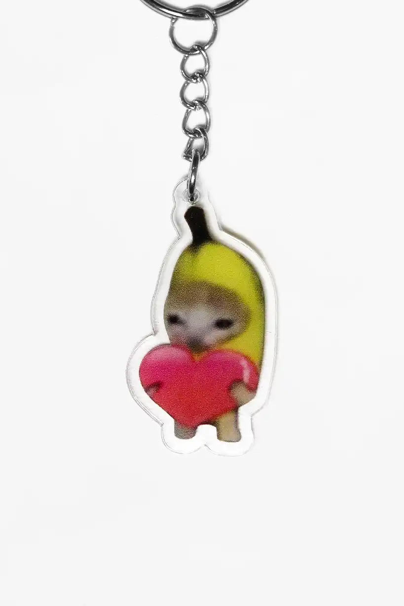 Crying Banana + Heart banana Cat • Keychain Acrylic - Image 3