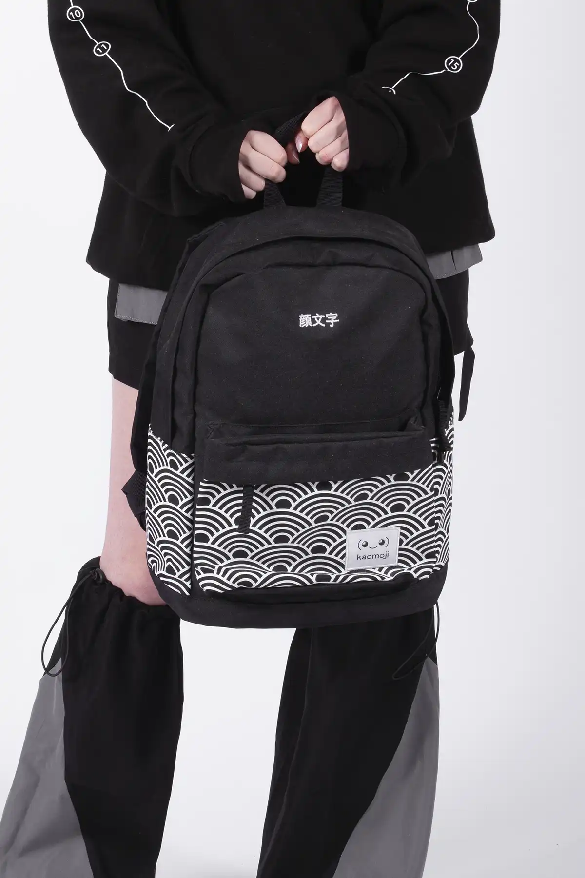 kaomoji Seigaiha • Backpack Black - Image 4