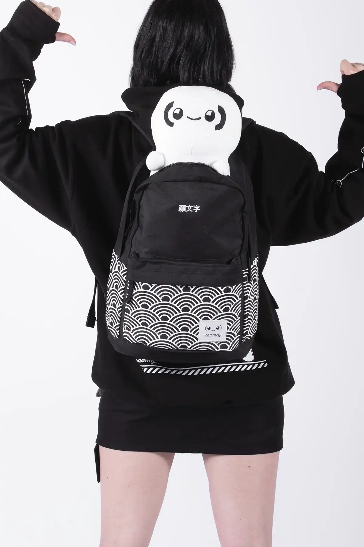 kaomoji Seigaiha • Backpack Black - Image 5