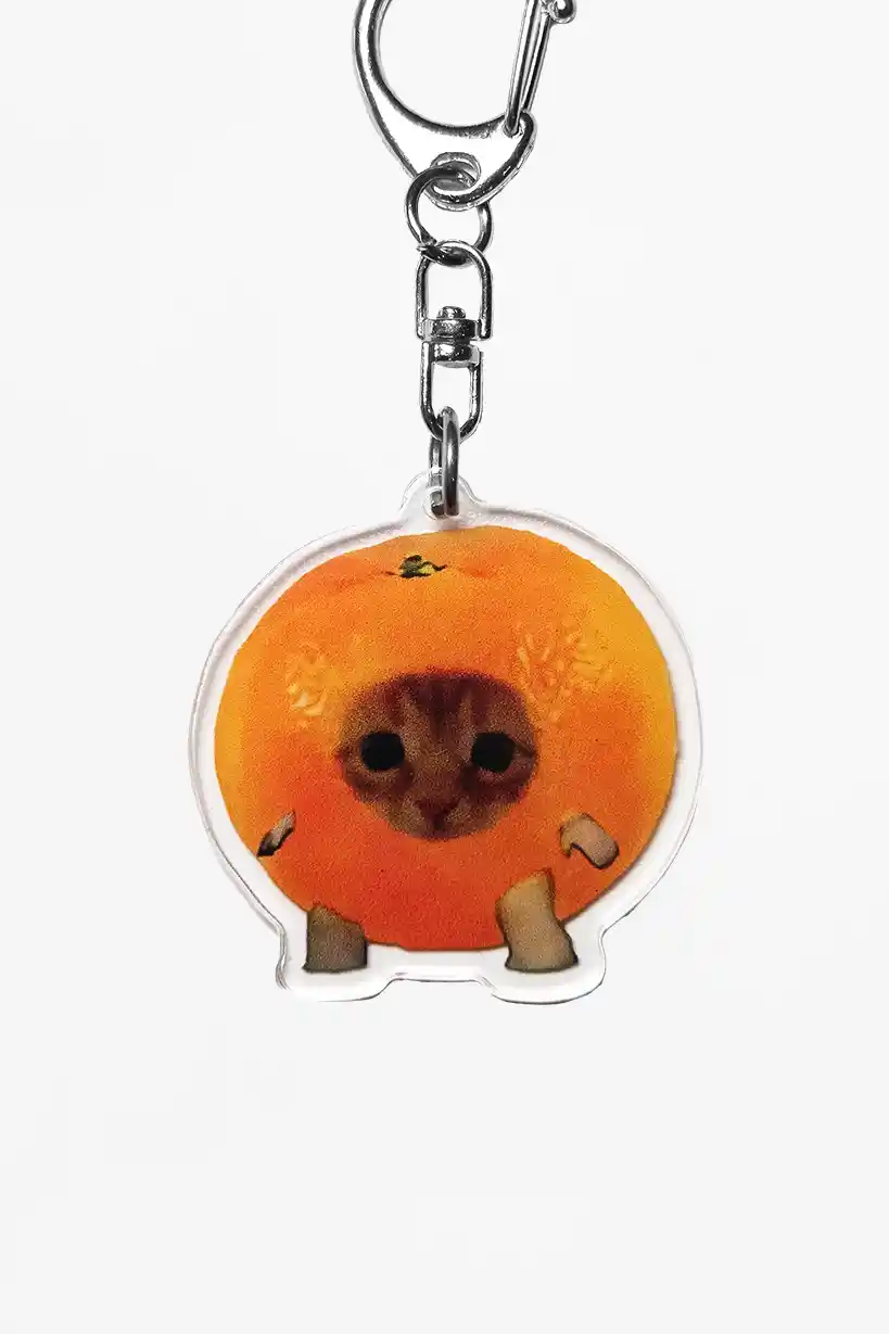 Spaghetti Orange and Kiwi Cat • Keychain Acrylic - Image 3